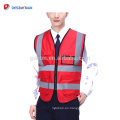 Rojo 100% malla de poliéster o tela Kintted Chaleco de trabajo de seguridad de alta visibilidad Chaleco con bolsillos reflectantes de cintas de 3M